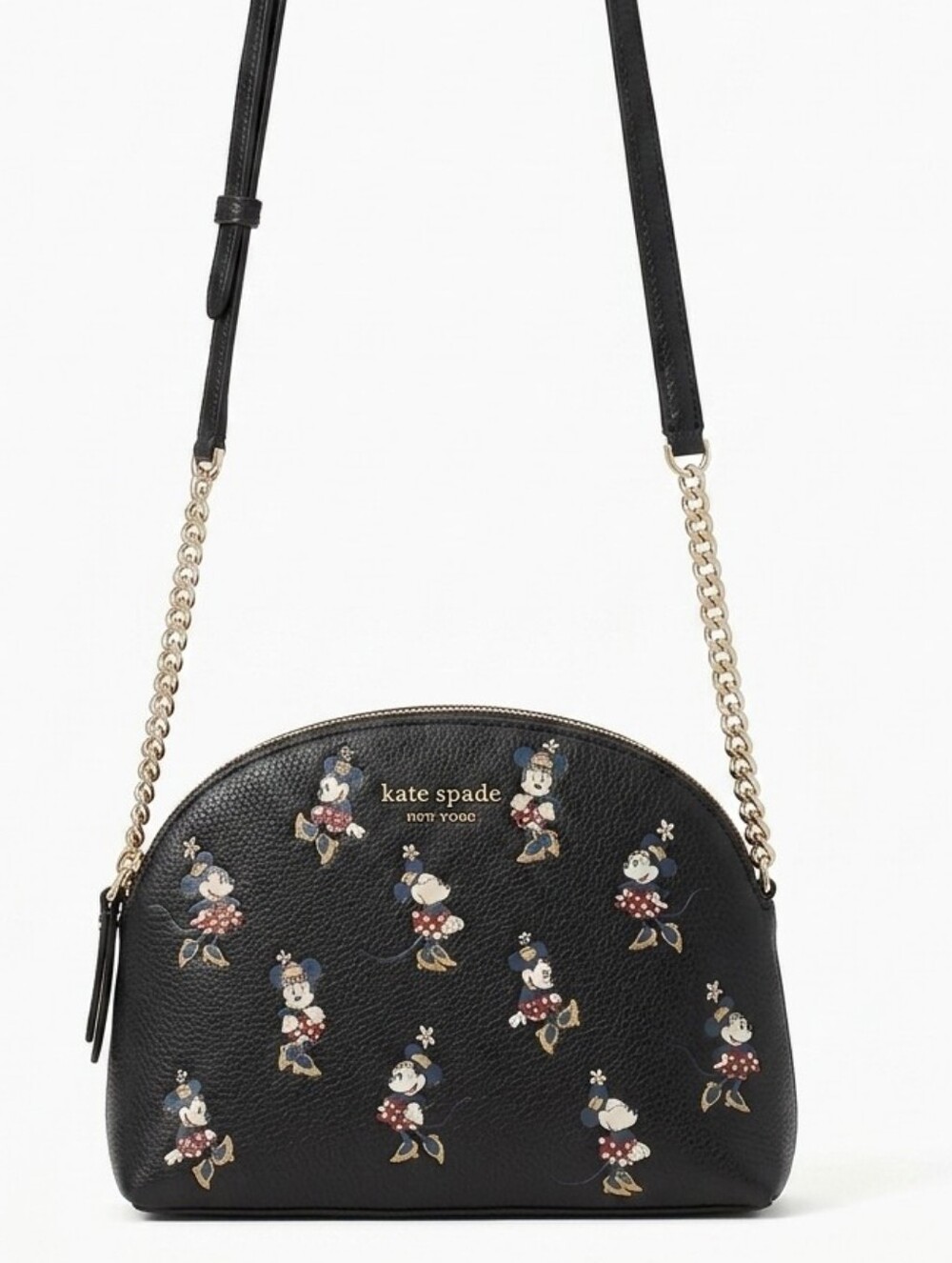 kate spade Double Zip Black Minnie Mouse Printed Dome Crossbody